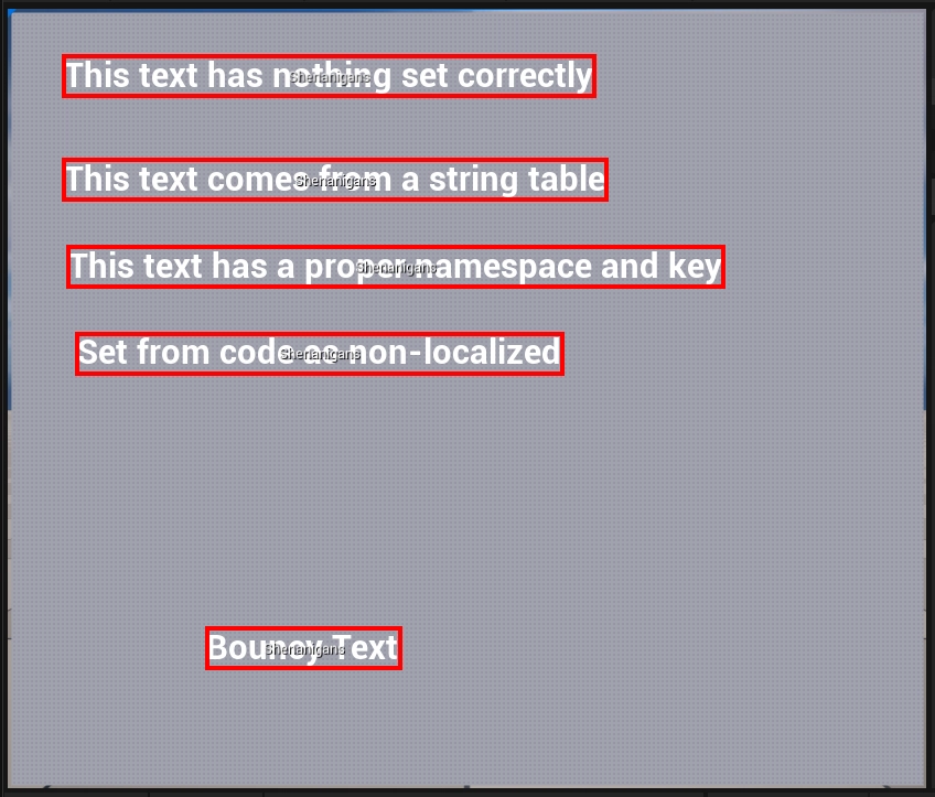Our previous widget except each text block is surrounded by a beautiful shenanigan box